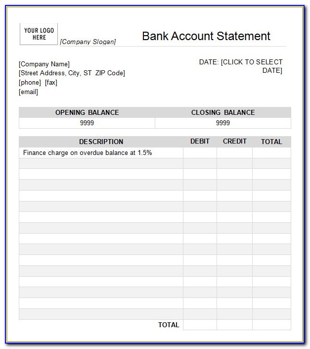 Bank Statement Excel Template Free