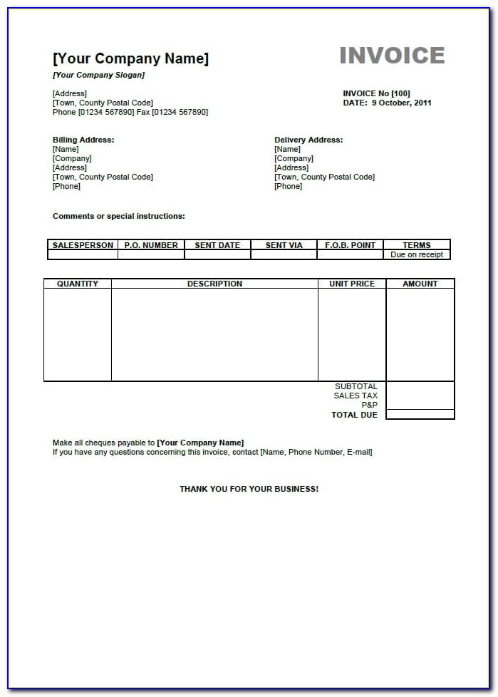 Basic Invoice Template Open Office