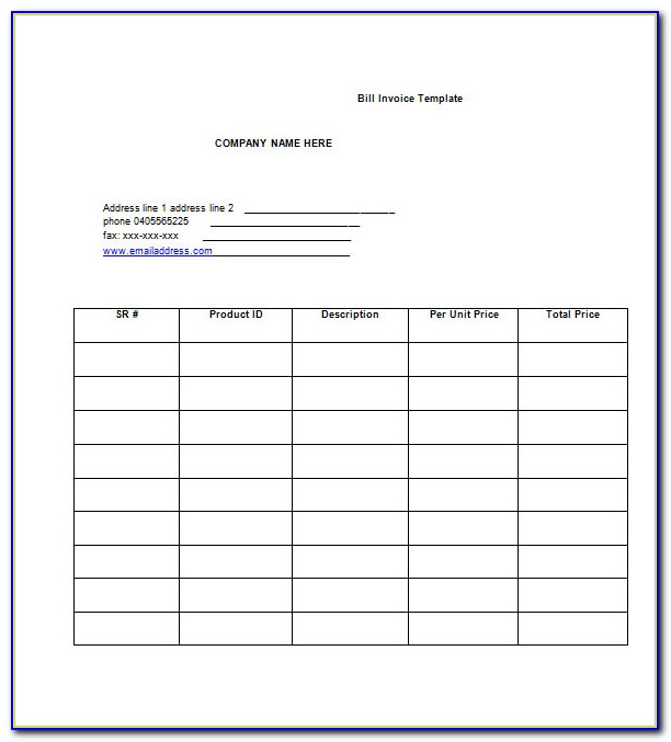 Billing Invoice Template Excel Free Download