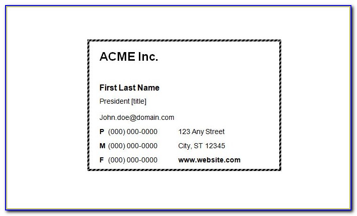 Blank Business Card Template Word