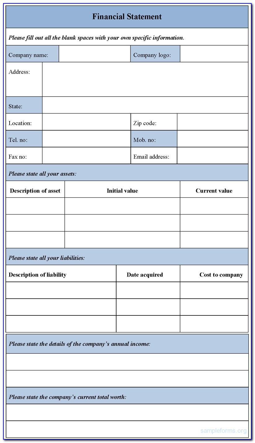 Blank Financial Statement Forms