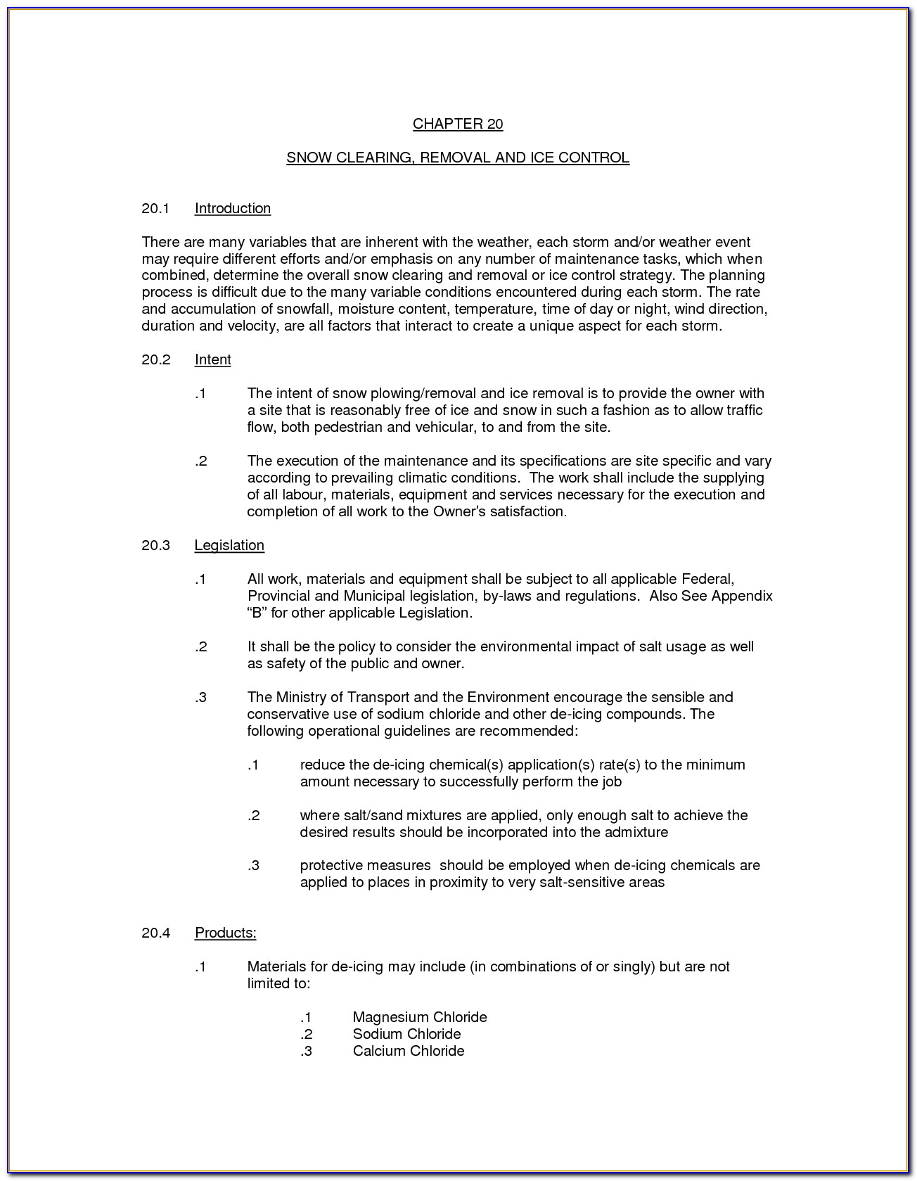 Blank Snow Removal Contract Template