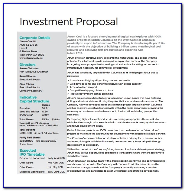 Business Capital Investment Proposal Template