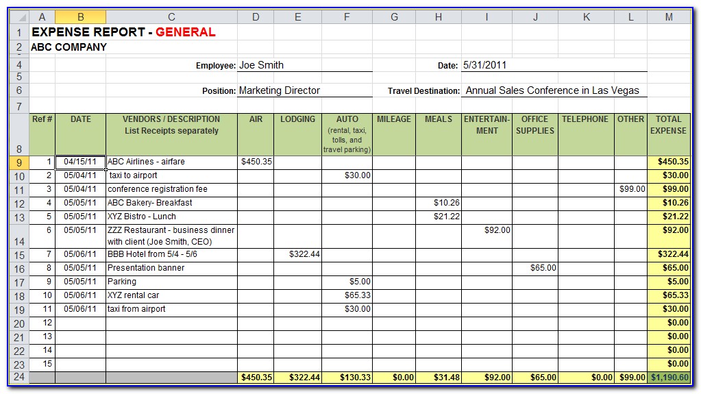 Business Income And Expense Tracker Excel Template