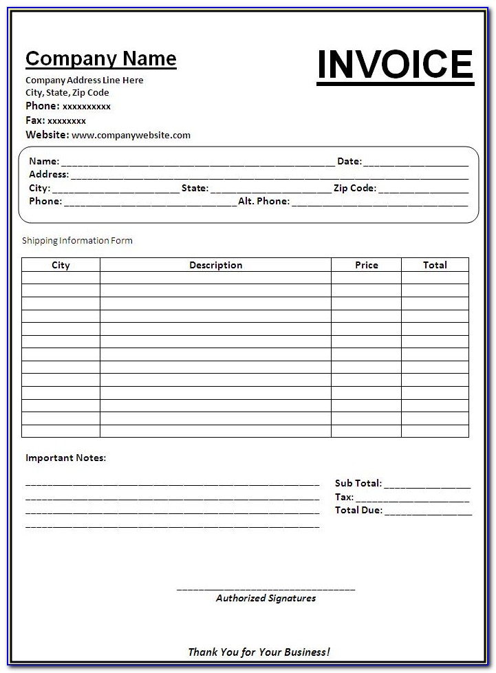 Business Invoice Template Uk Free
