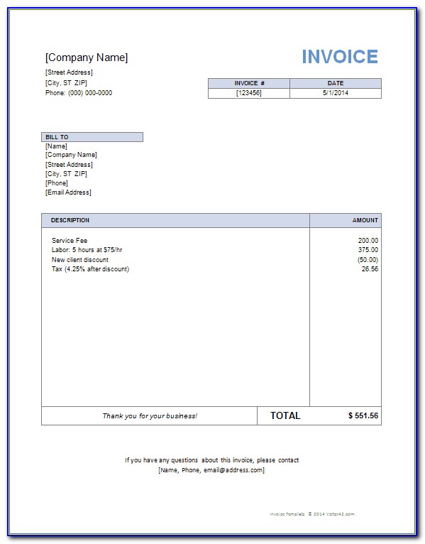Business Invoice Template Word Free