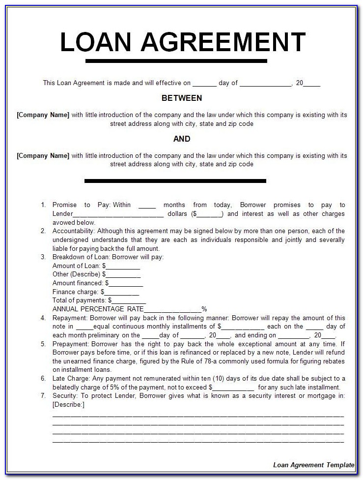 Business Loan Contract Template Free
