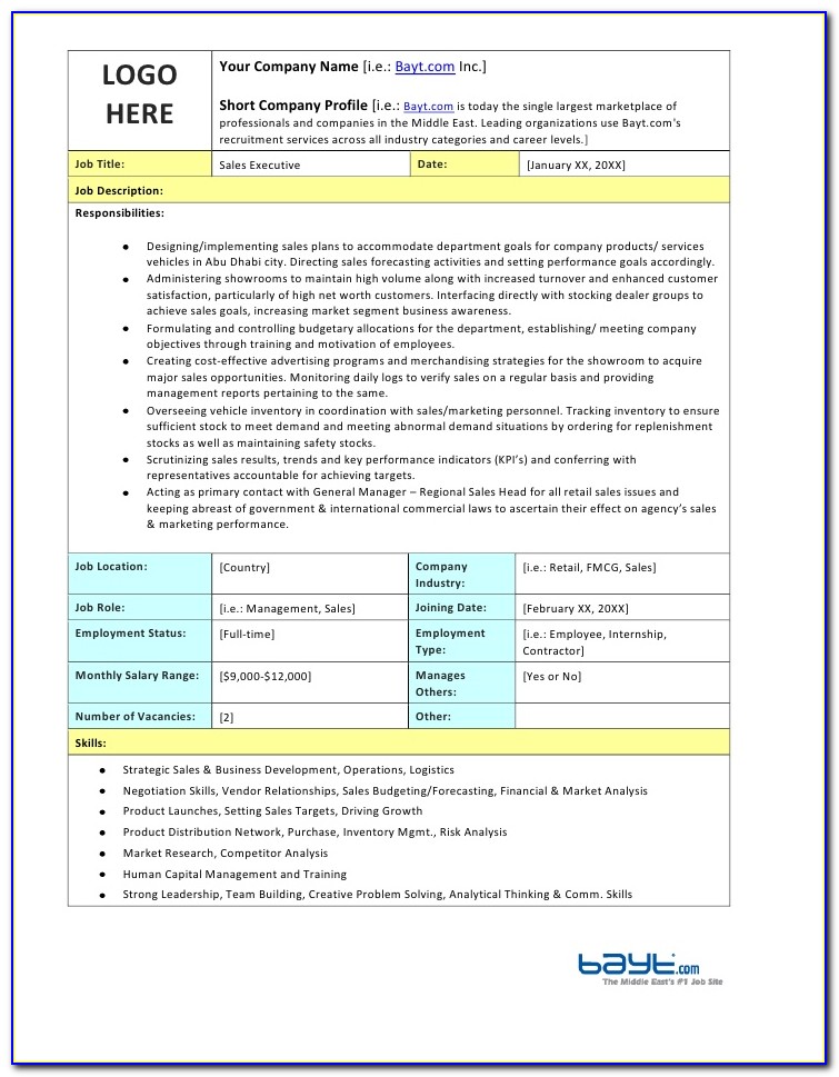 Car Sales Executive Job Description Resume