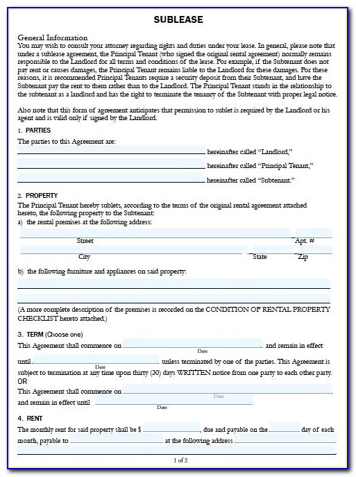 Car Sublease Agreement Template