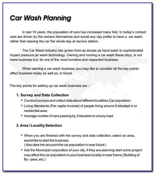 Car Wash Business Plan Template Pdf