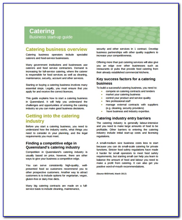 Catering Business Plan Template Word