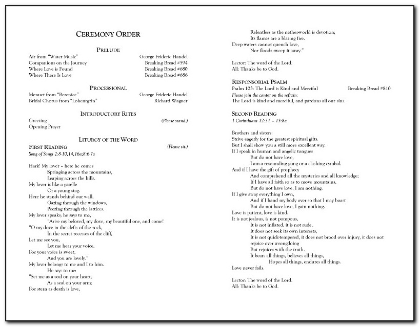 Catholic Wedding Ceremony Booklet Examples