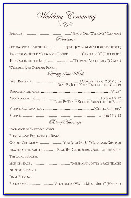 Catholic Wedding Ceremony Program Examples