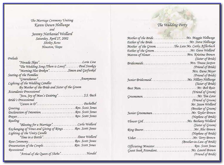 Catholic Wedding Program Template Download