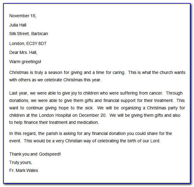Church Donation Letter Example