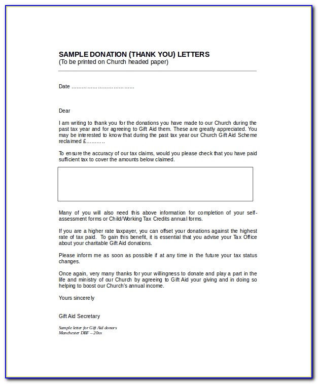 Church Donation Thank You Letter Template