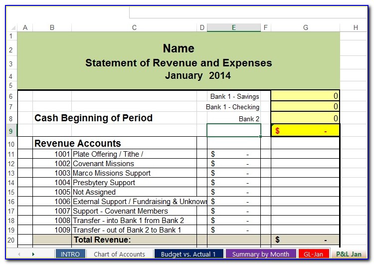 Church Income And Expenses Template