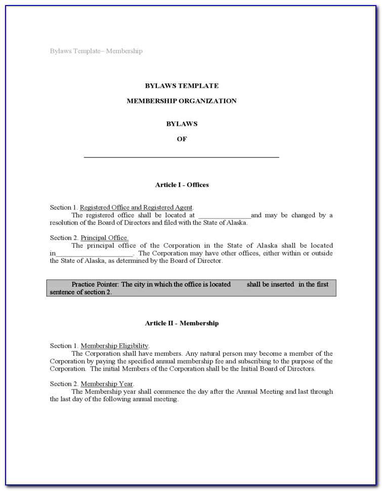 Civic Association Bylaws Template