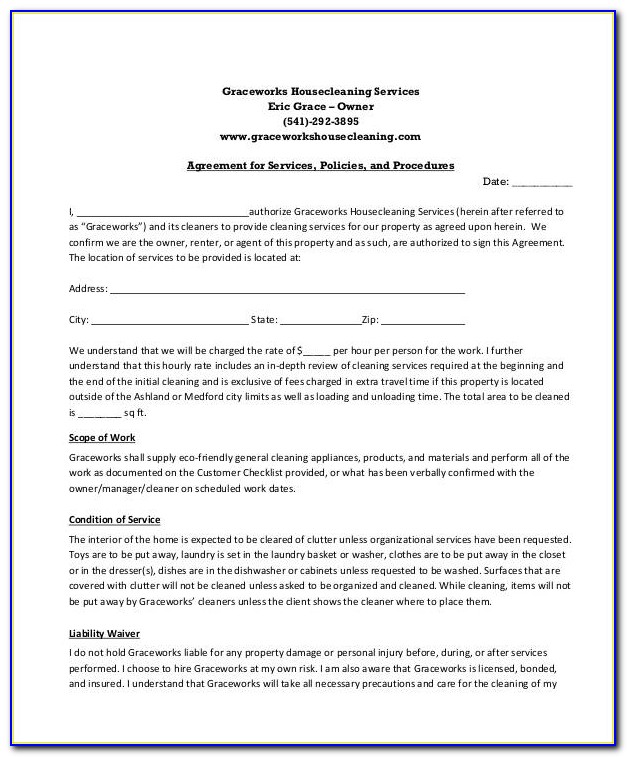 Cleaning Service Agreement Doc
