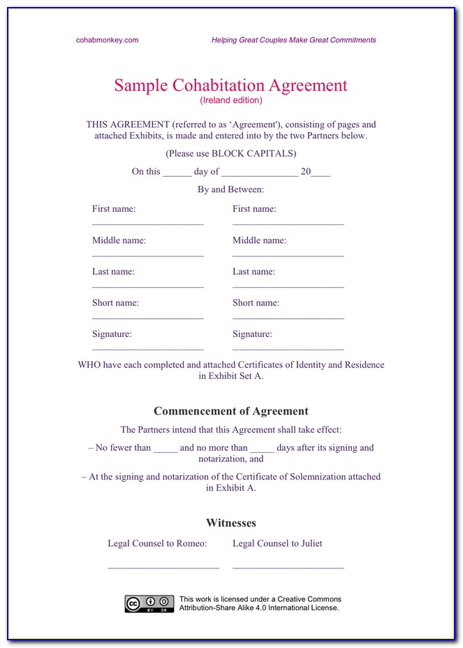 Cohabitation Agreement Forms Free Download - Form : Resume ...
