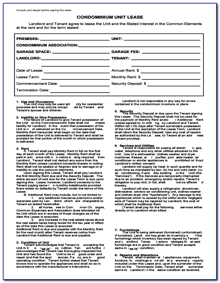 Condo Lease Agreement Form Thailand