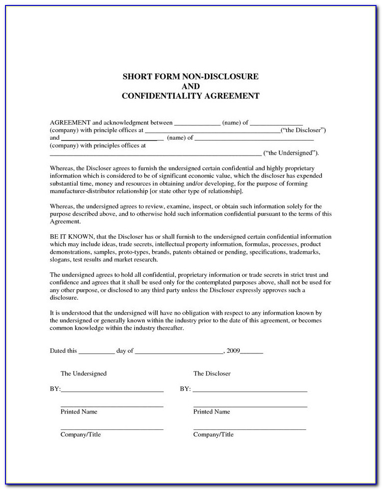 Confidentiality Agreement Template Buying A Business