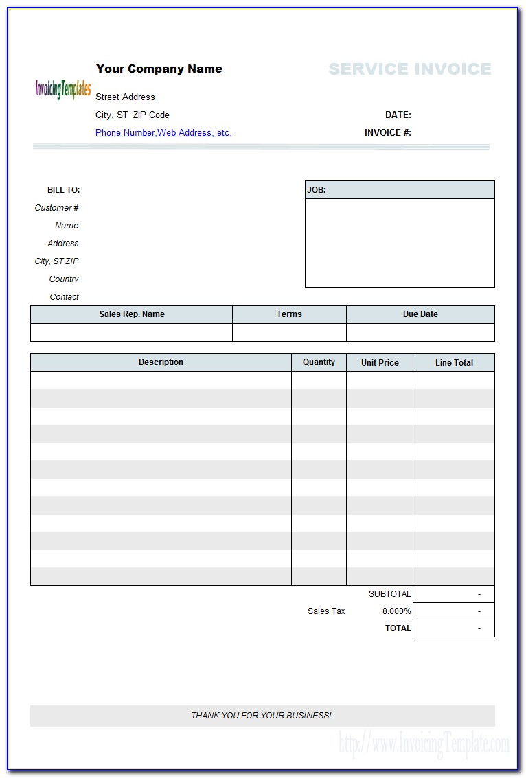 Construction Invoice Template Excel Free