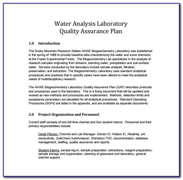 Construction Quality Assurance Plan Template Free