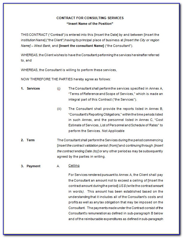 Consultancy Agreement Template South Africa