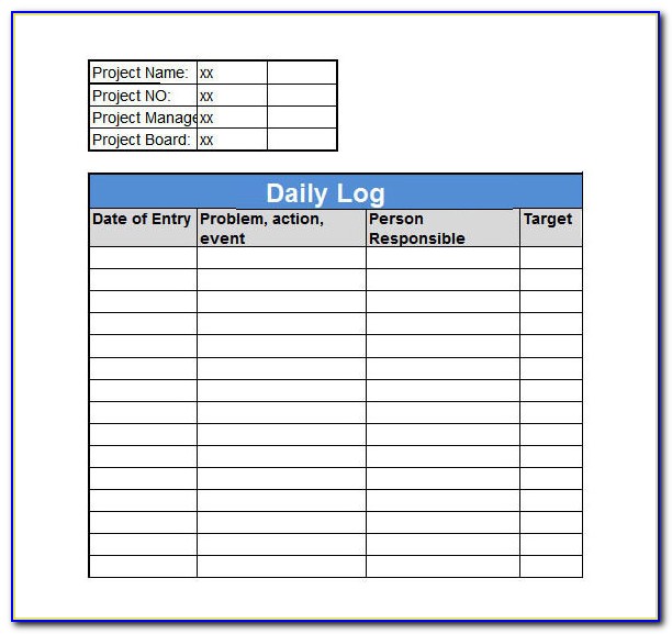 Daily Activity Log Book Template