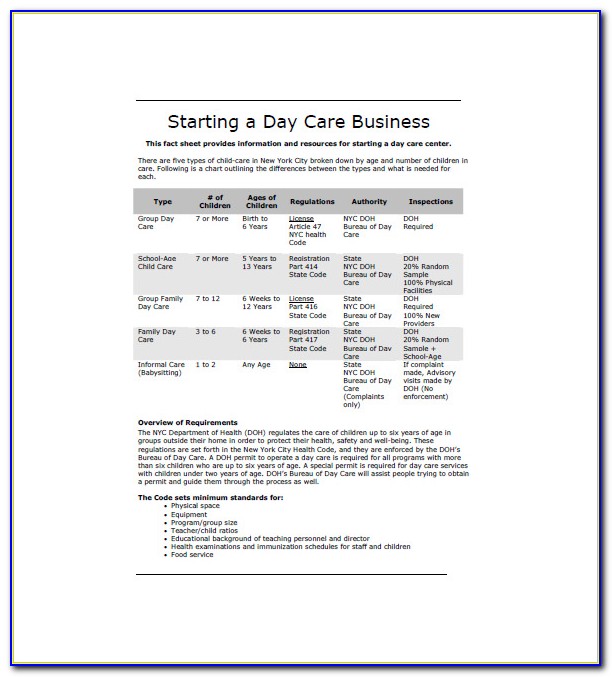 Day Care Business Plan Template