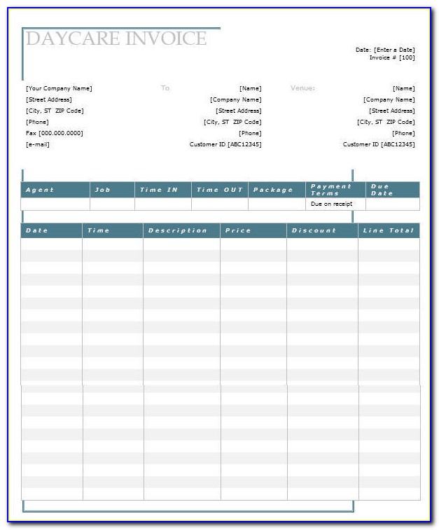 Daycare Invoice Template Free