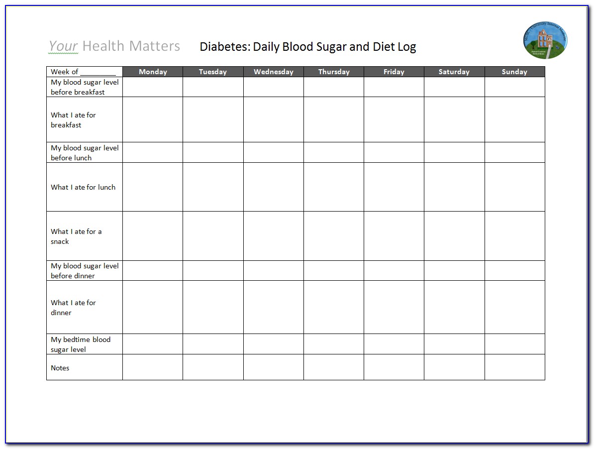 Diabetic Food Diary Template Excel