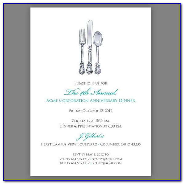 Dinner Party Invitation Template Free Printable