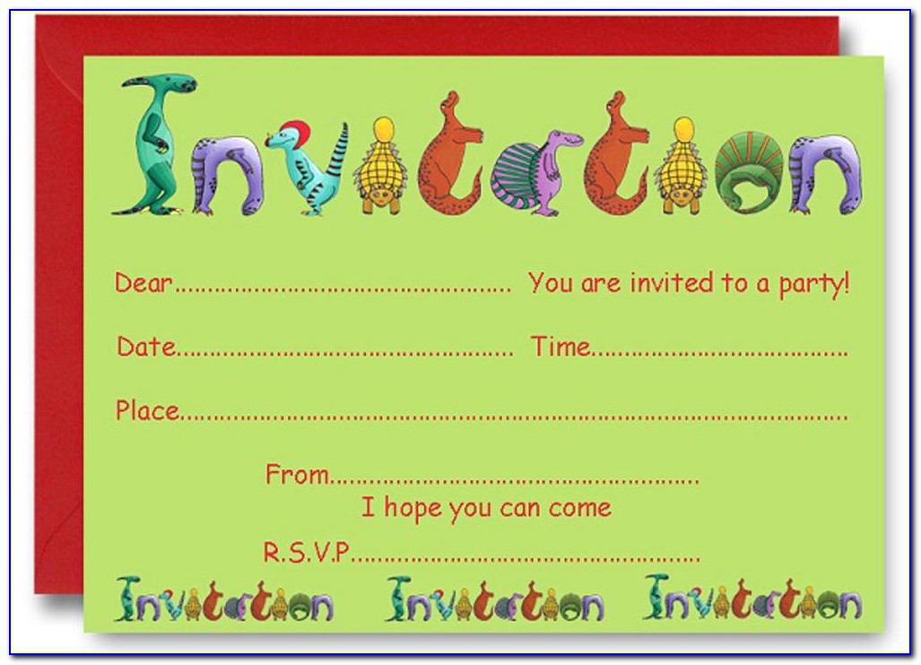 Dinosaur Birthday Invitation Card Template