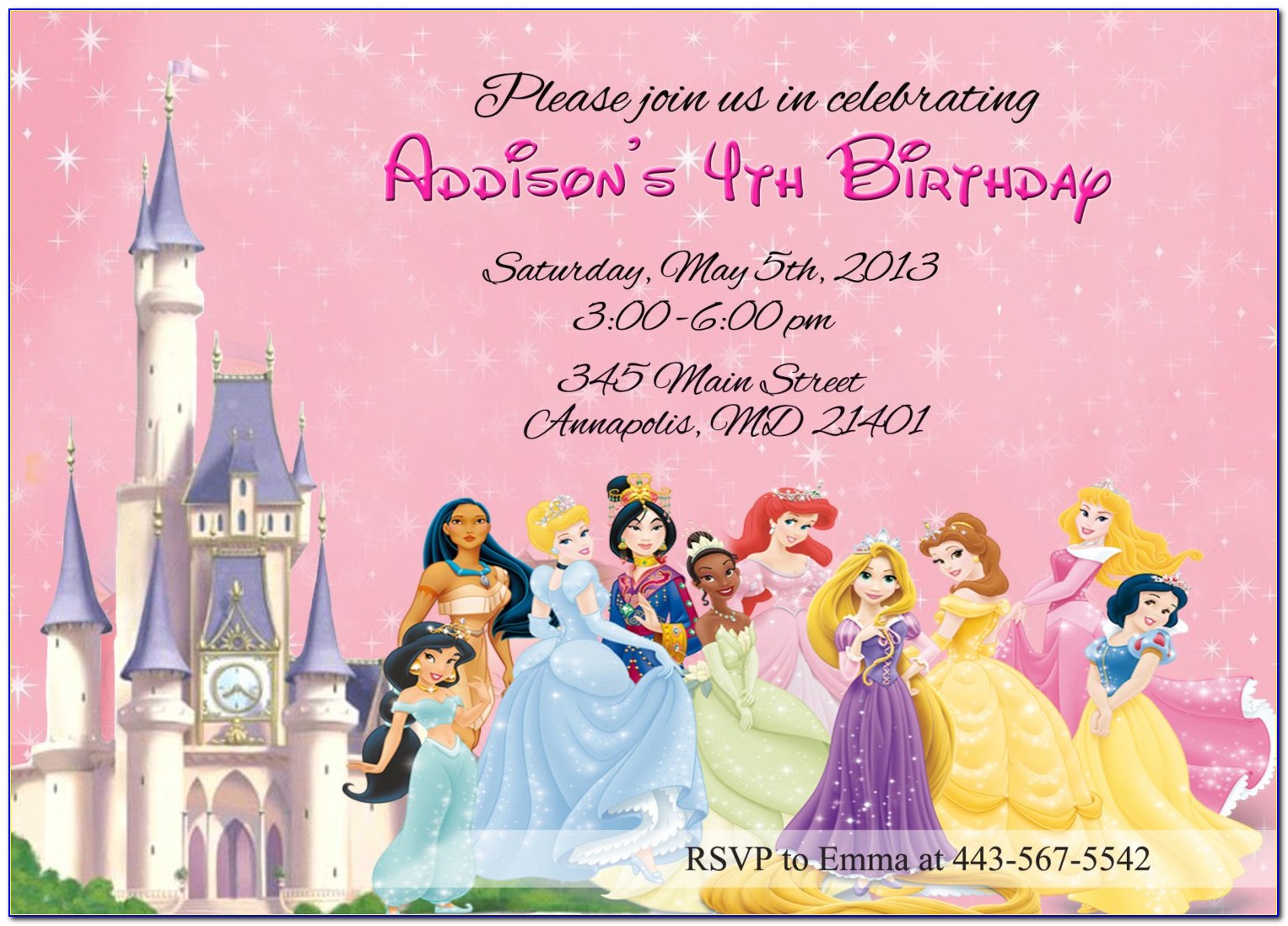 Disney Princess Birthday Invitation Templates Free