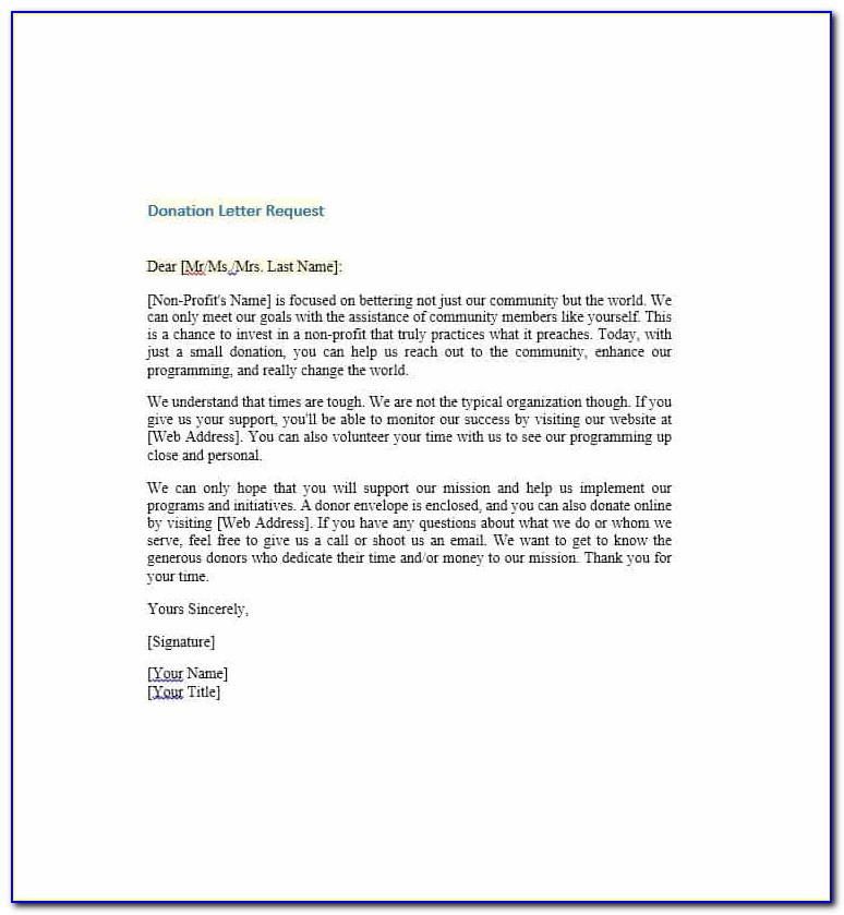 Donation Letter Template Word