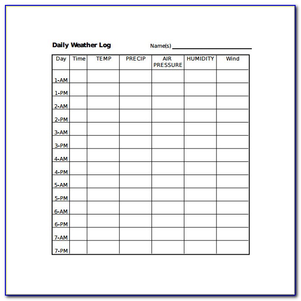 Driver Daily Log Book Excel Template