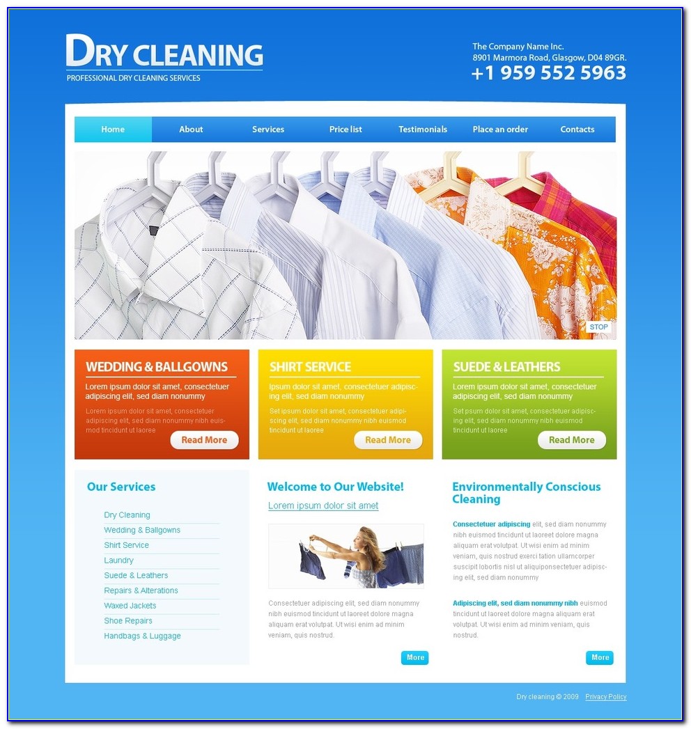 Dry Cleaners Website Templates