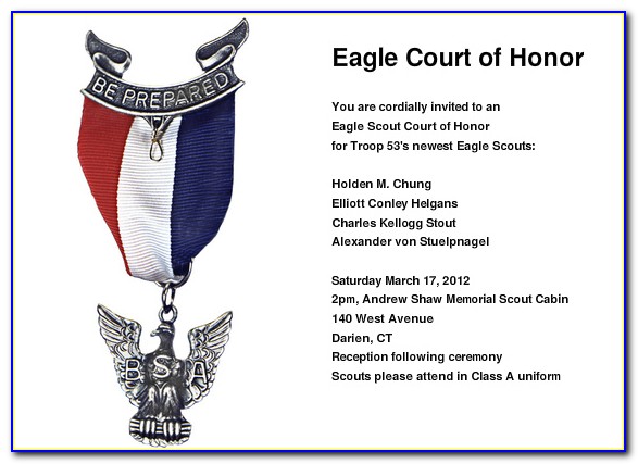 Eagle Court Of Honor Invitation Template Free