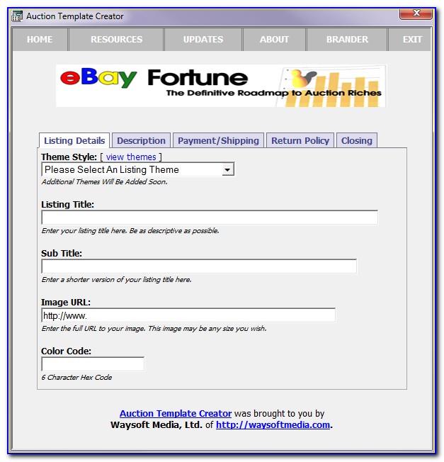 Ebay Listing Template Creator