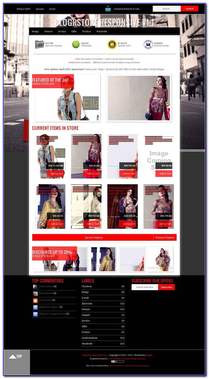 Ecommerce Blogger Template 2018