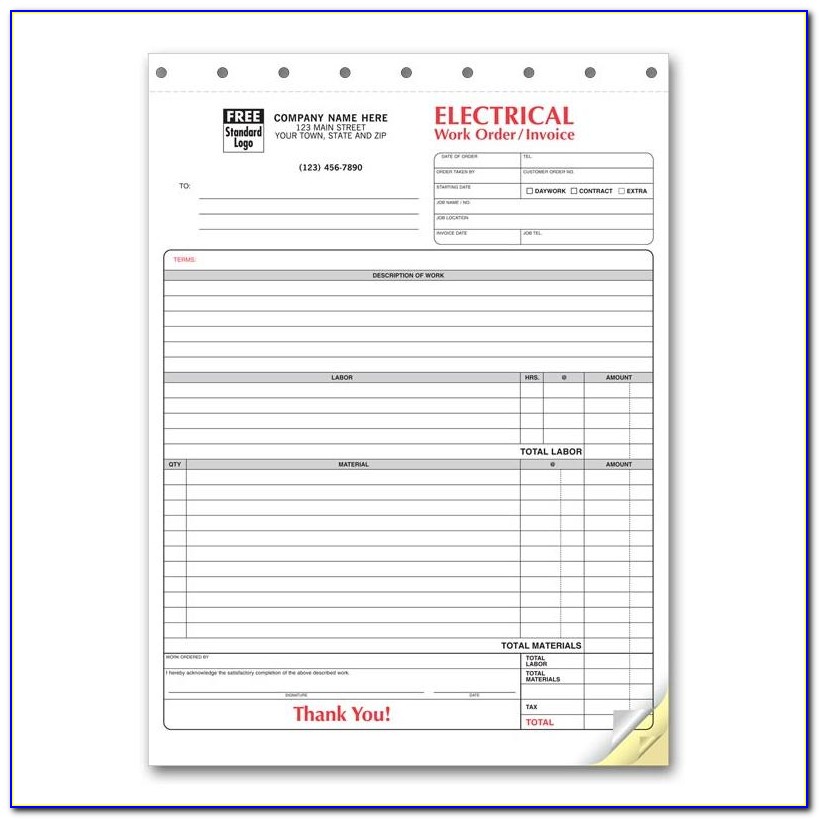 Electrical Contractor Receipt Template