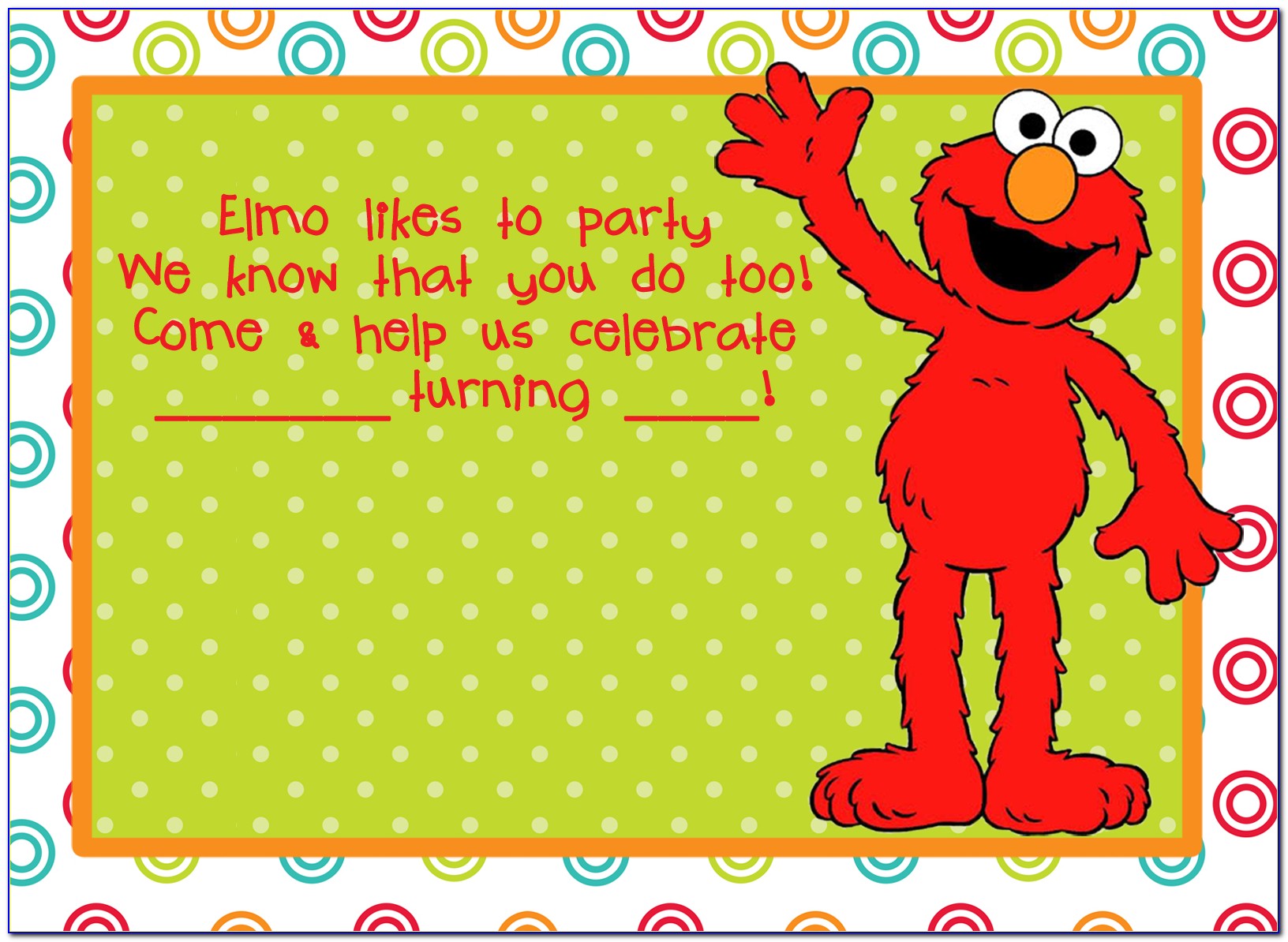 Elmo Birthday Invitation Template Free