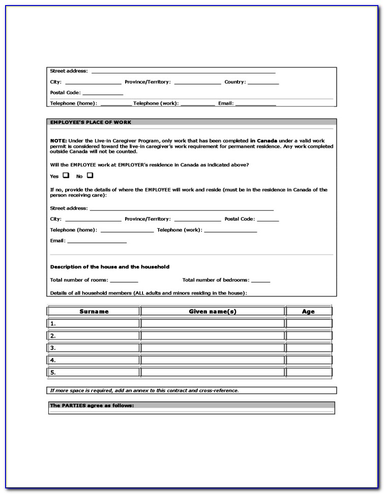 Employee Contract Template Canada