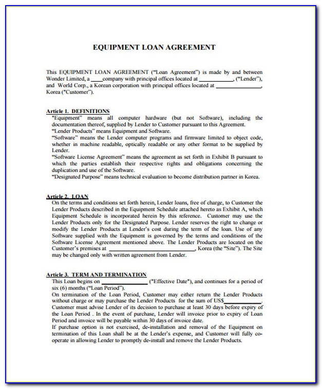 Employee Equipment Loan Agreement Template