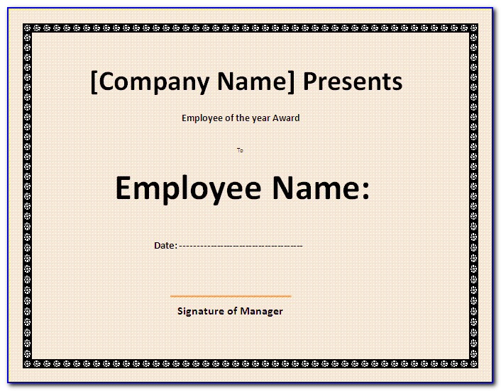 Employee Of The Year Certificate Template