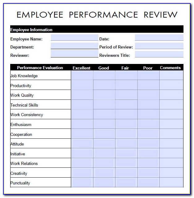 Employee Performance Appraisal Template Pdf