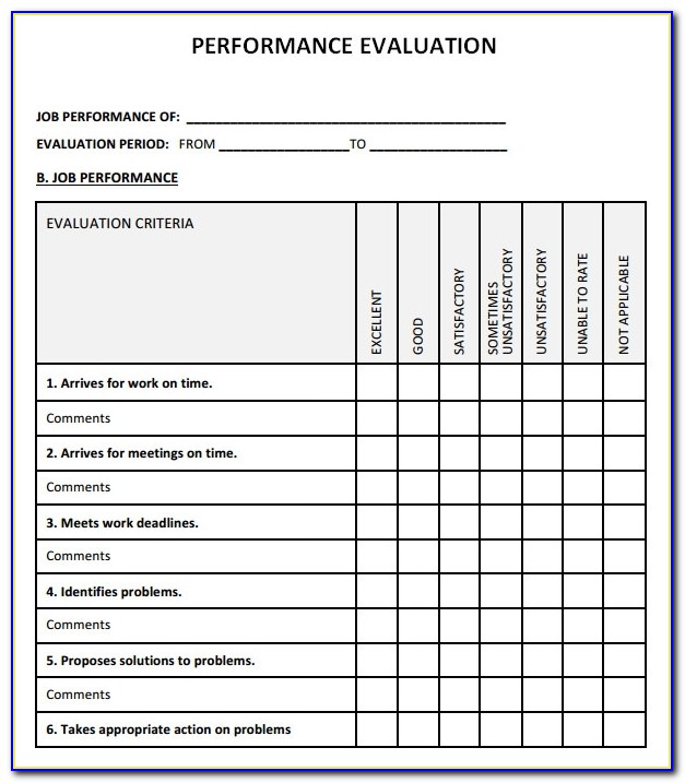 Employee Performance Evaluation Template Free