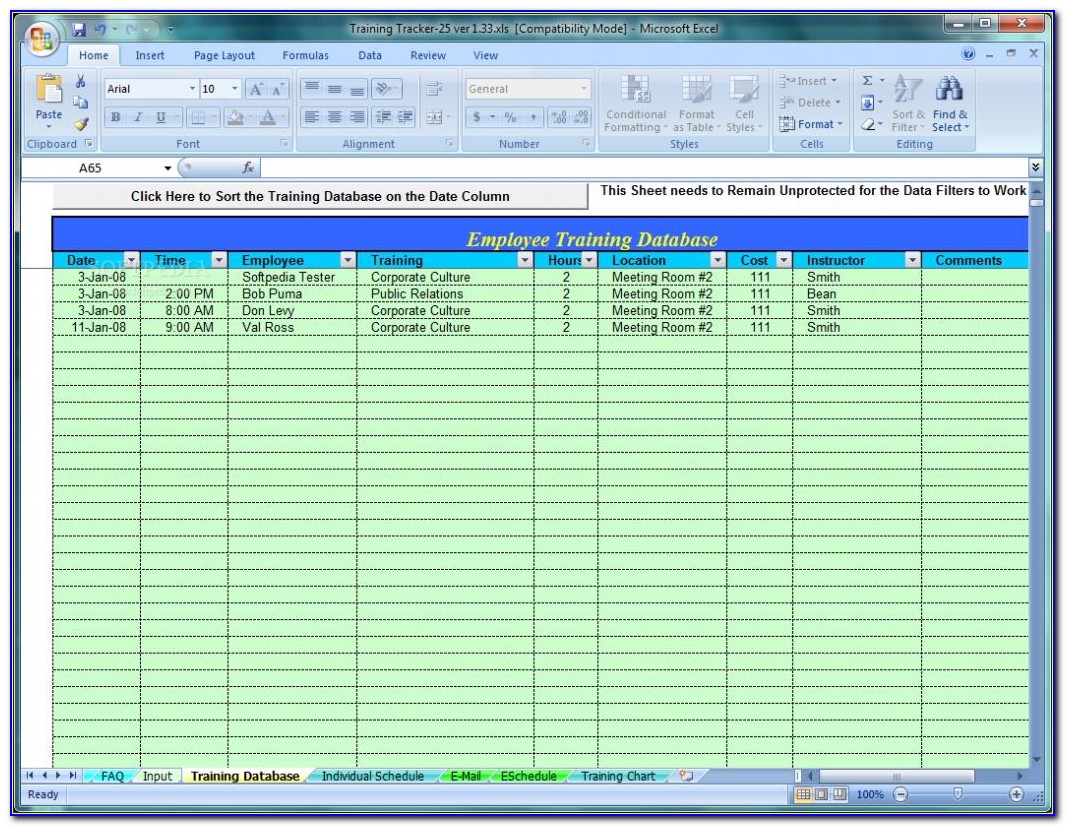 Employee Training Tracker Template Excel